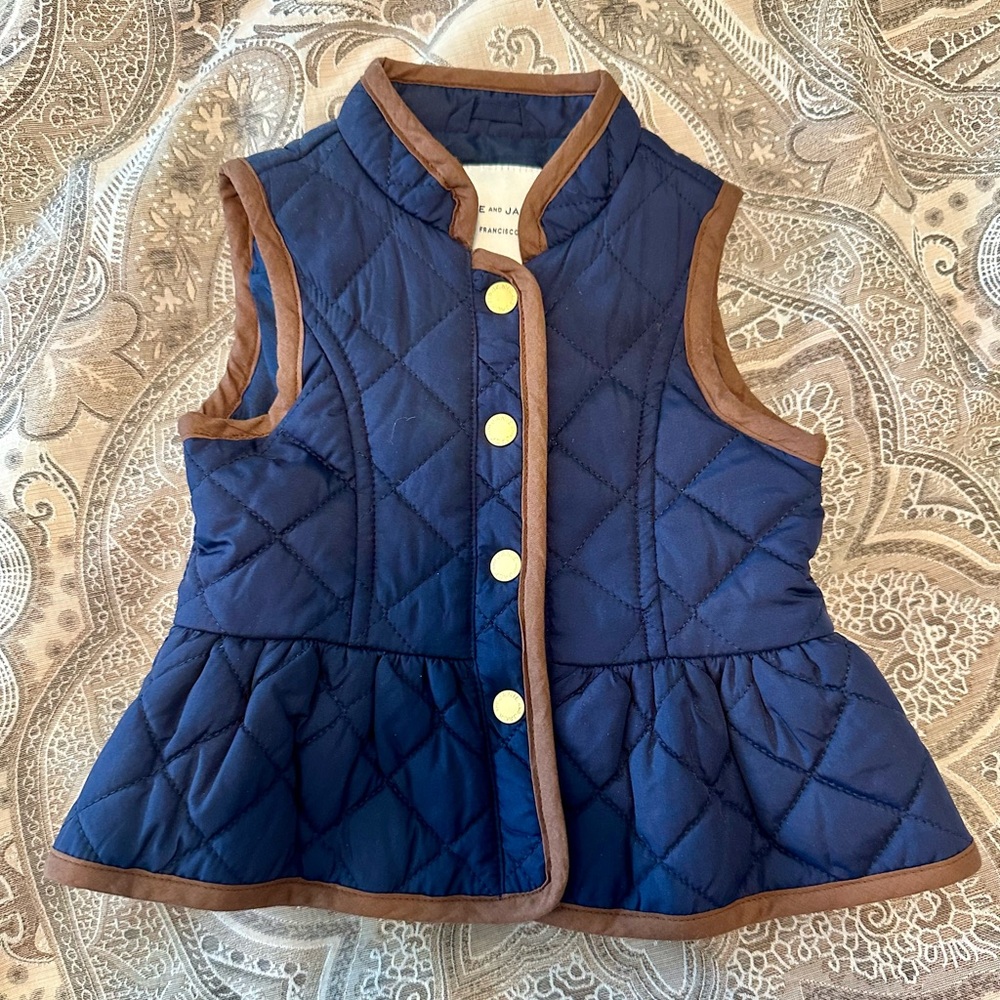 NWOT Janie and Jack Navy Riding Vest, Size 6-12 months